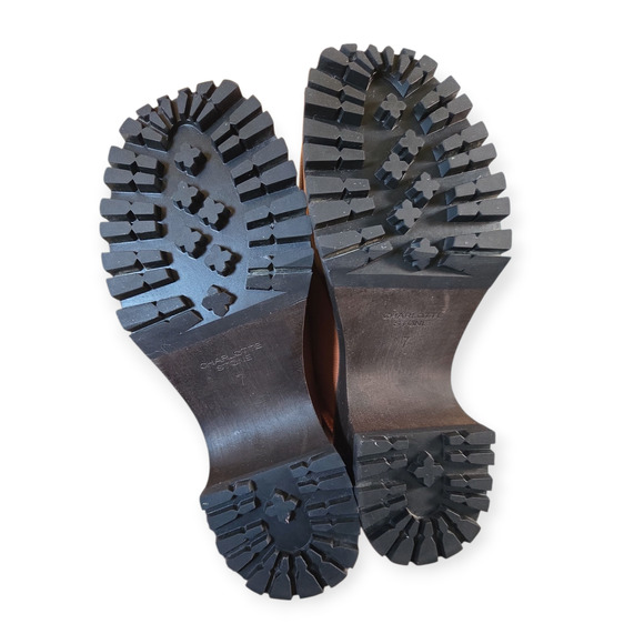 Charlotte Stone x Lorien Stern Darren Brown Luggage Tulip Clogs Shoes Size 7 - Picture 9 of 10